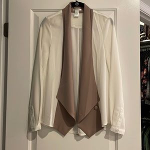 White blouse with jacket lapel detail